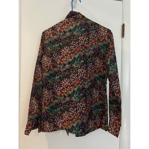 LADY ARROW Vintage 70s Polyester Floral Button Up Tie Bow Front Blouse Medium - Picture 3 of 6
